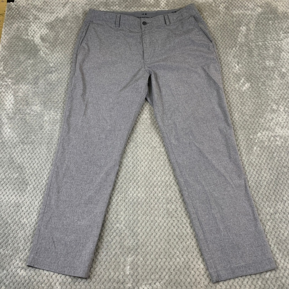 Grand Slam Golf Pants Men's 36x29 Gray Heather Stretch Flat Front Performance